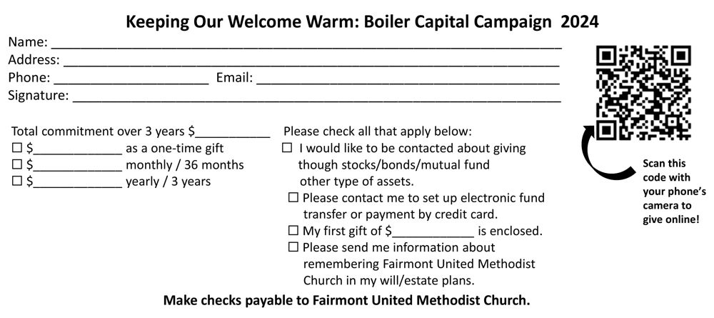 Fairmont Boiler Pledge Card 2024