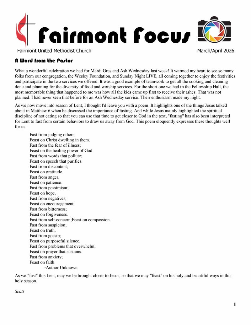 Fairmont Focus 2026 March April
